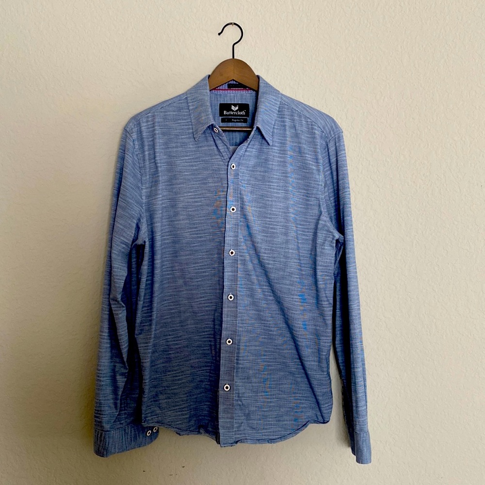 Light blue buttercloth brand long sleeve button down dress shirt